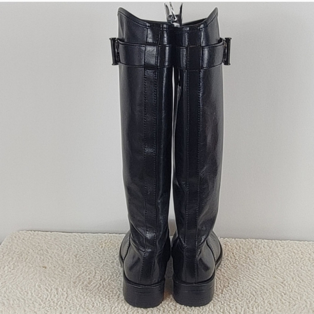 TORY BURCH Grace Saddle Black Leather Boots Size 6 - Picture 6 of 12